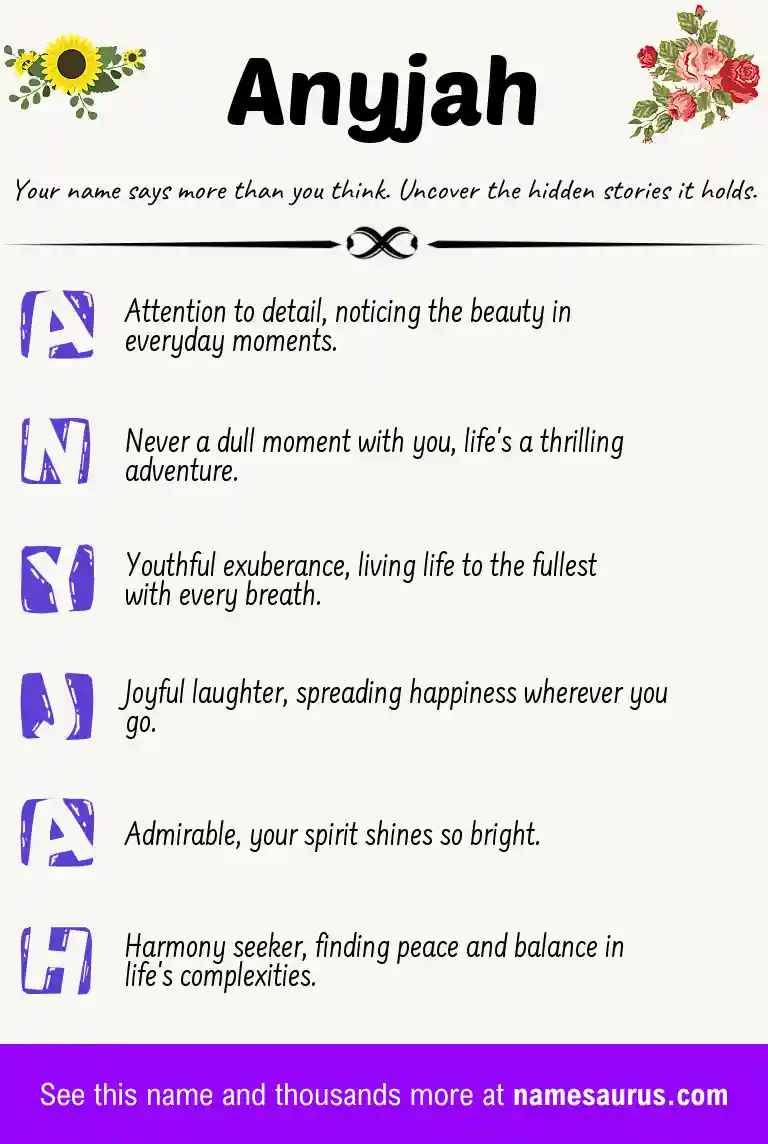 Acrostic poem about Anyjah.