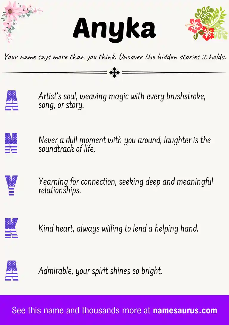 Acrostic poem about Anyka.