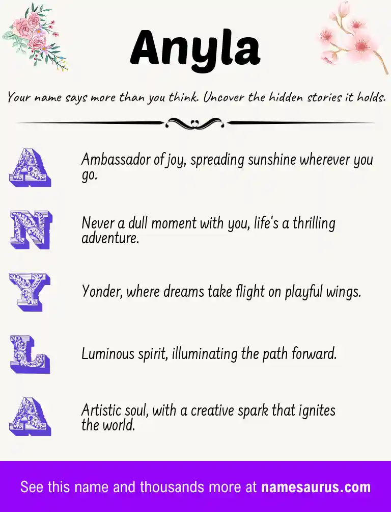 Acrostic poem about Anyla.