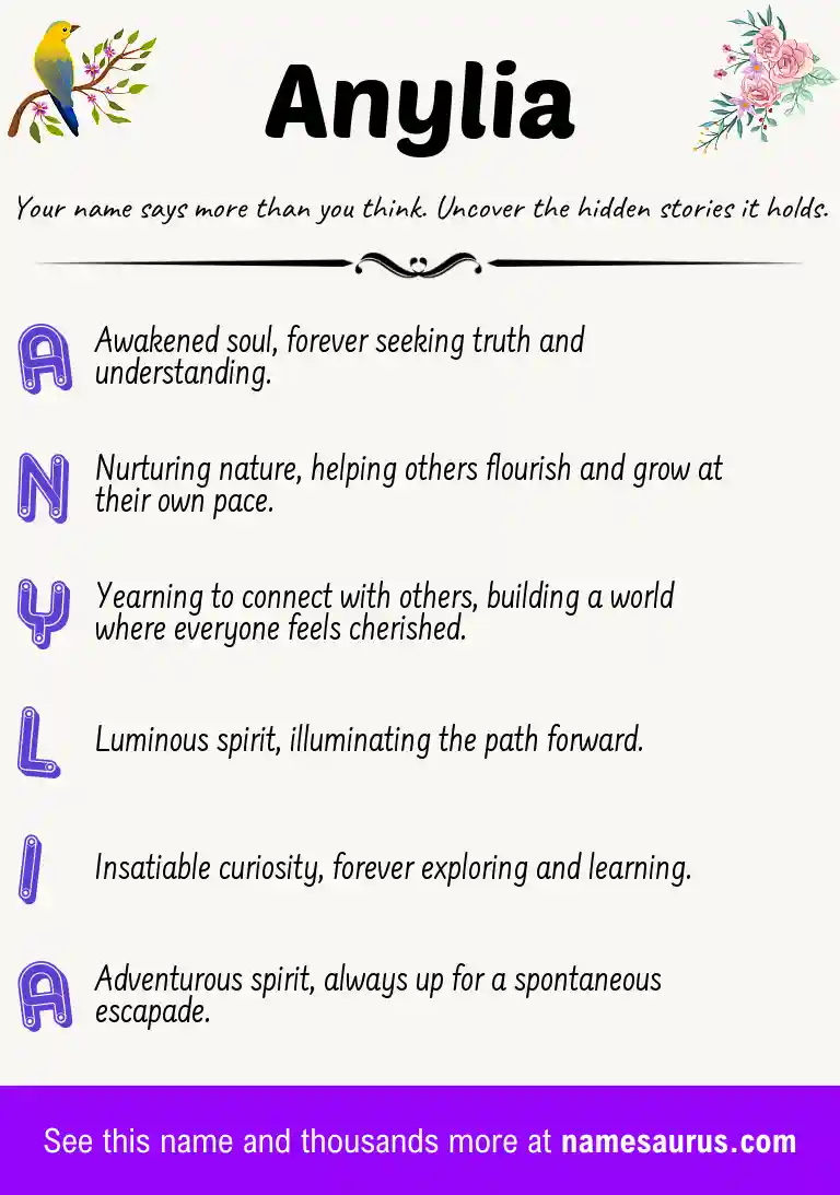 Acrostic poem about Anylia.