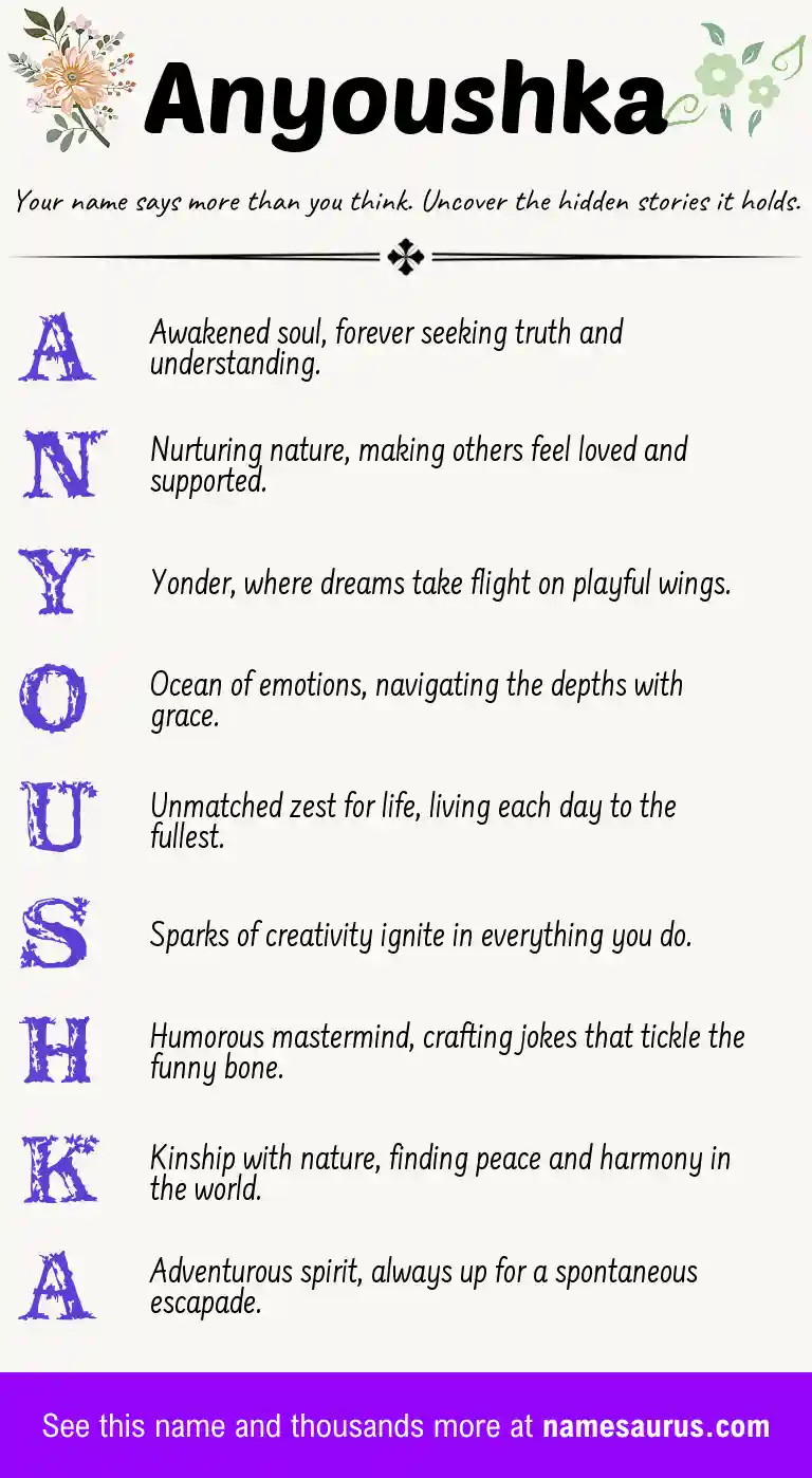 Acrostic poem about Anyoushka.