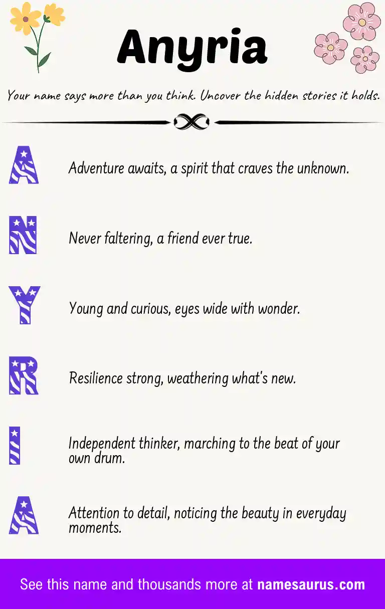 Acrostic poem about Anyria.