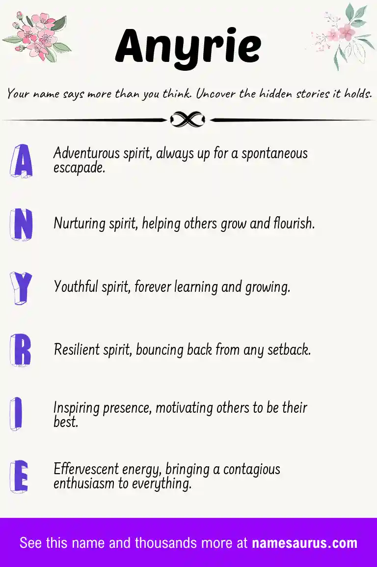 Acrostic poem about Anyrie.
