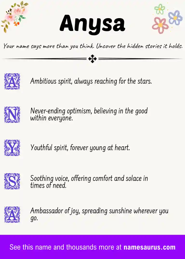 Acrostic poem about Anysa.