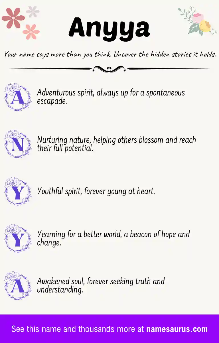 Acrostic poem about Anyya.