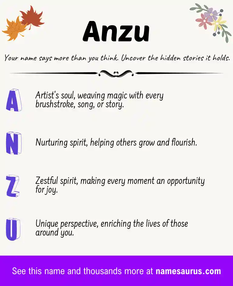 Acrostic poem about Anzu.
