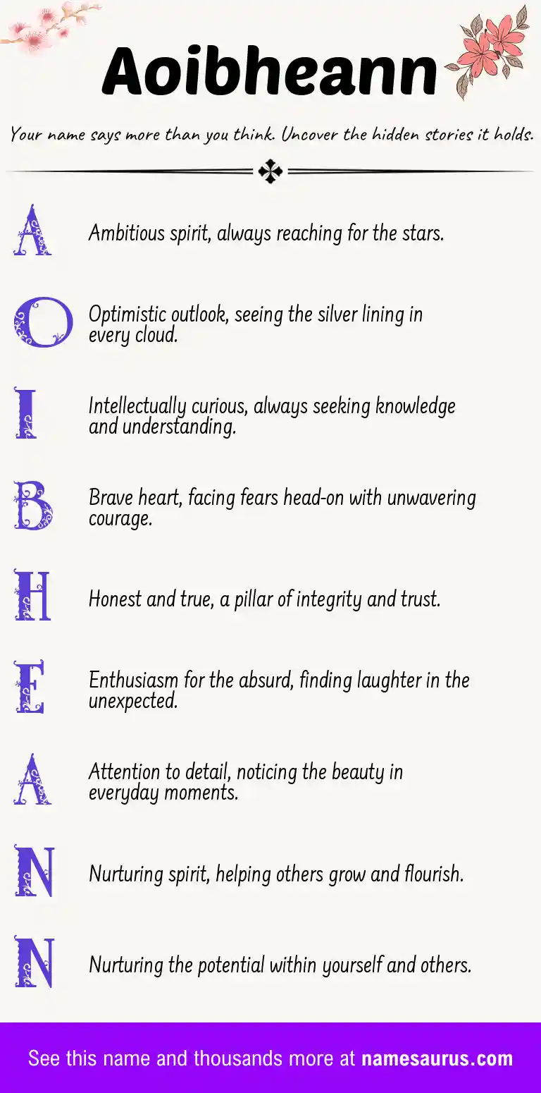 Acrostic poem about Aoibheann.