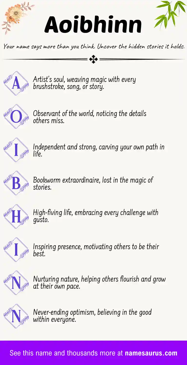 Acrostic poem about Aoibhinn.