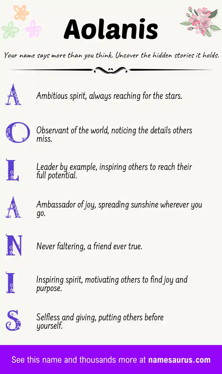 Acrostic poem about Aolanis.