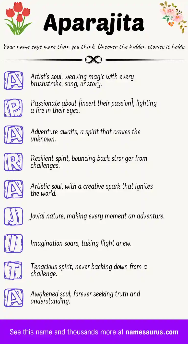 Acrostic poem about Aparajita.