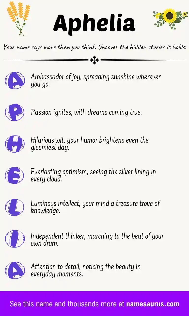 Acrostic poem about Aphelia.