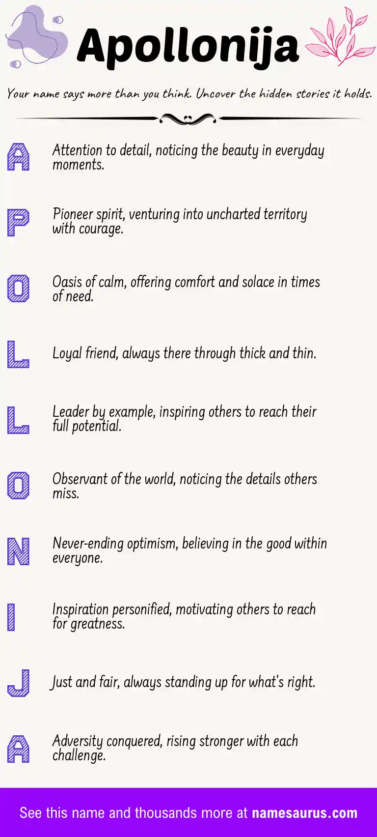 Acrostic poem about Apollonija.