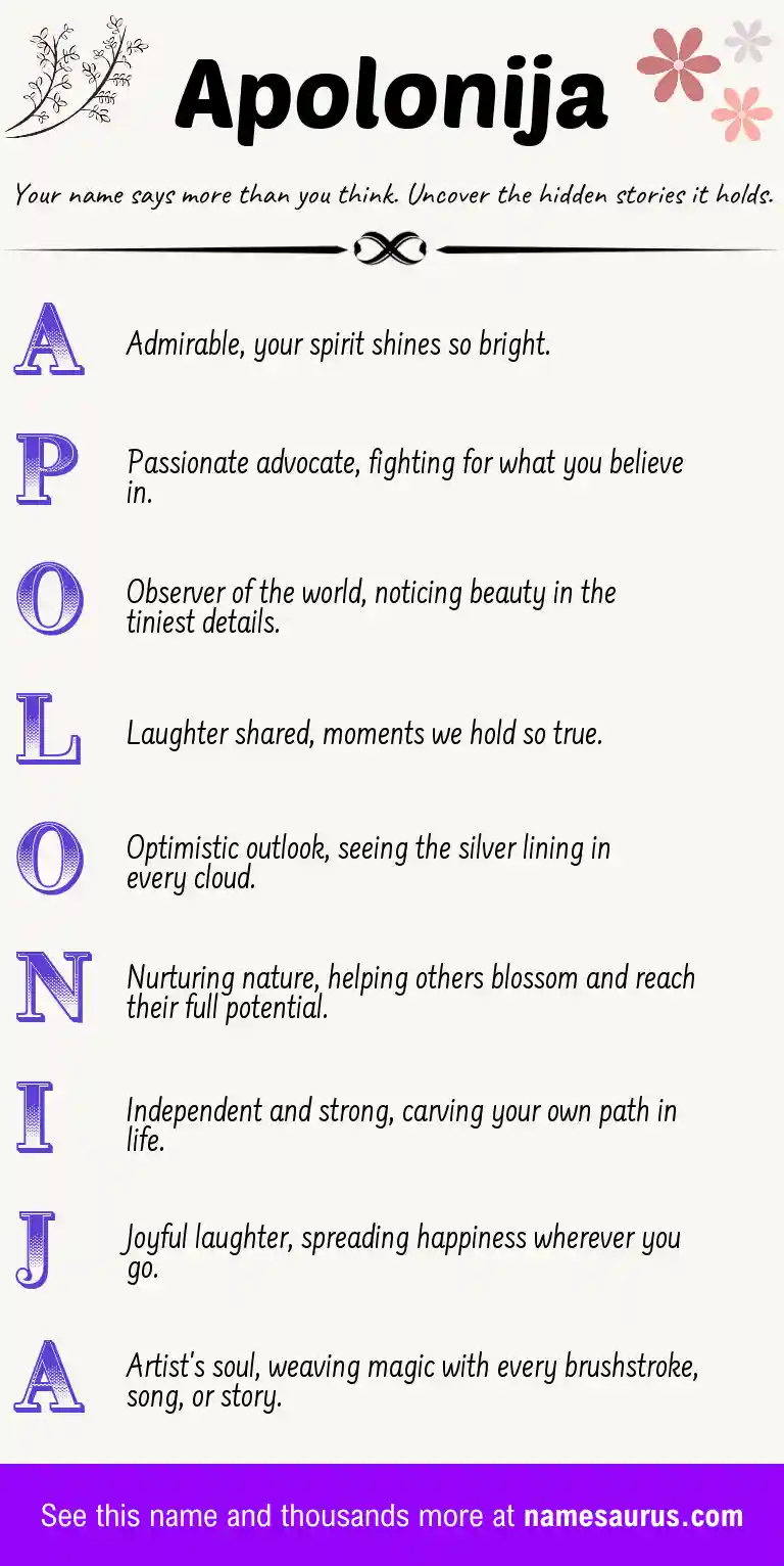 Acrostic poem about Apolonija.