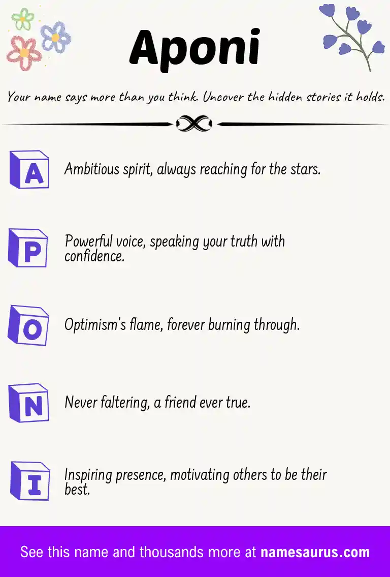 Acrostic poem about Aponi.