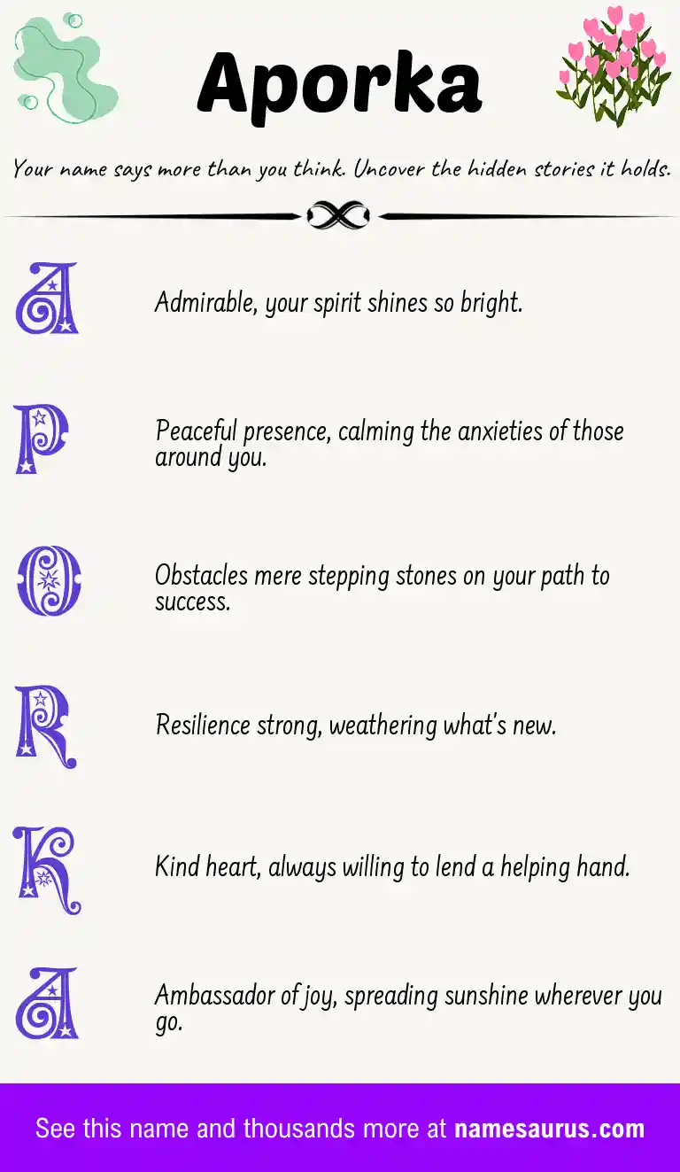 Acrostic poem about Aporka.
