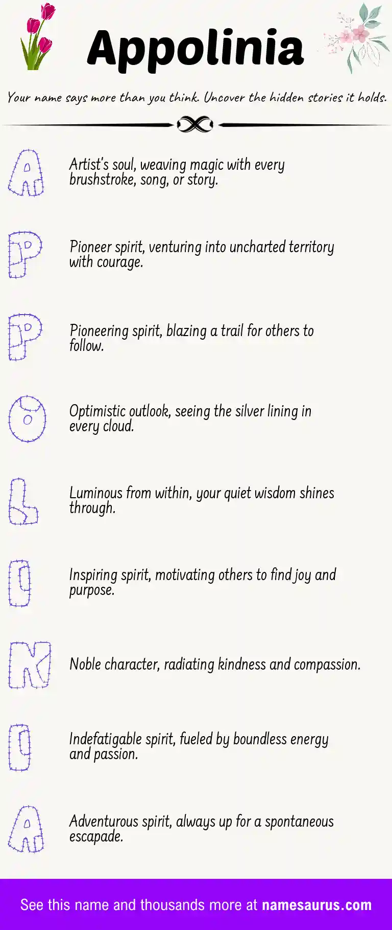 Acrostic poem about Appolinia.