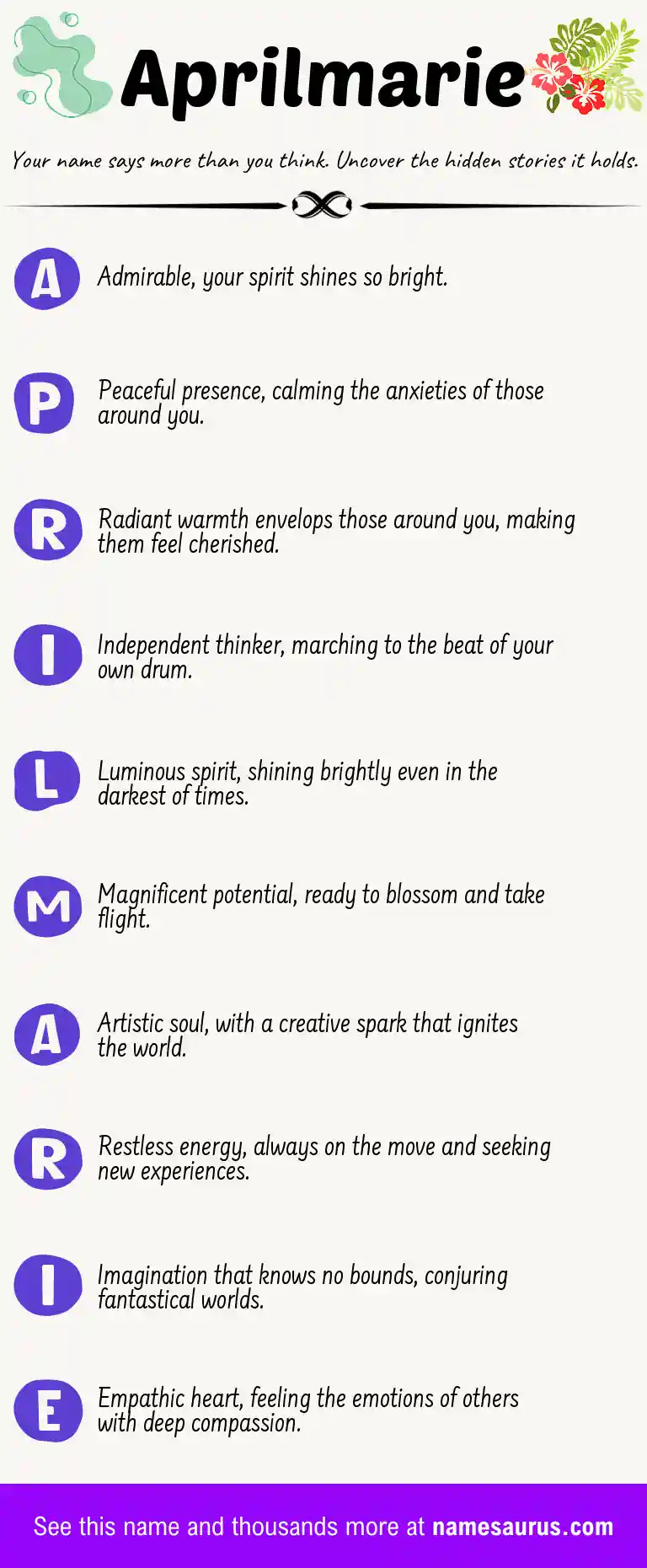 Acrostic poem about Aprilmarie.