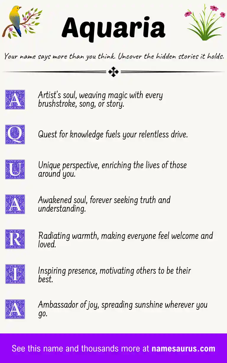 Acrostic poem about Aquaria.