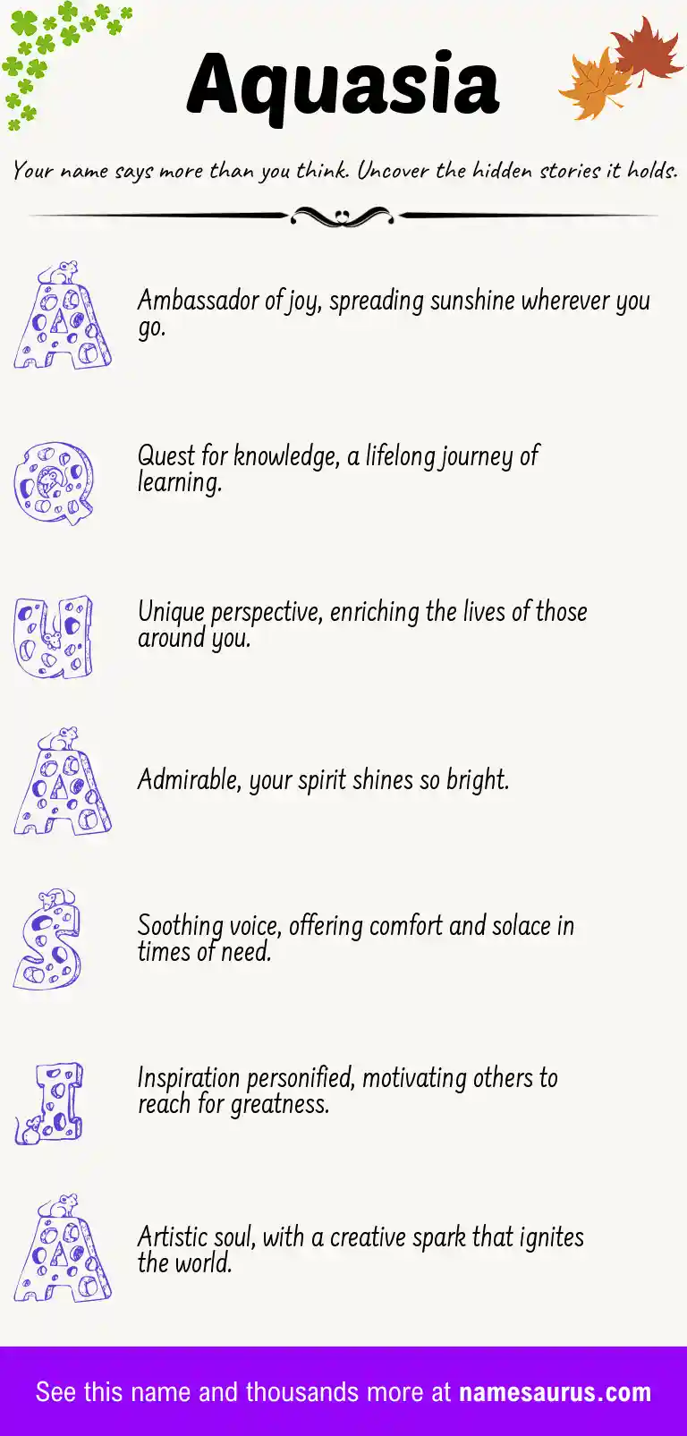 Acrostic poem about Aquasia.