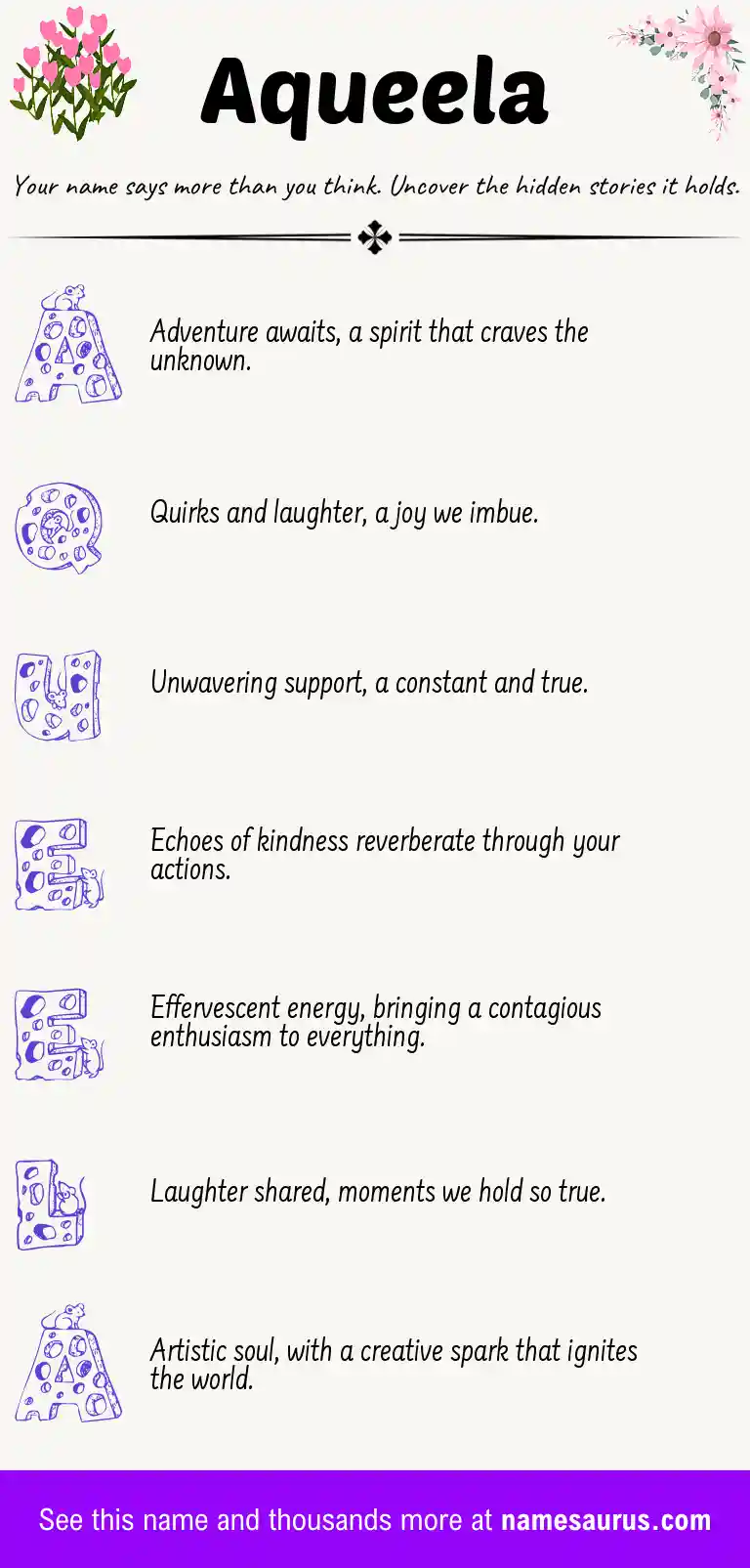 Acrostic poem about Aqueela.