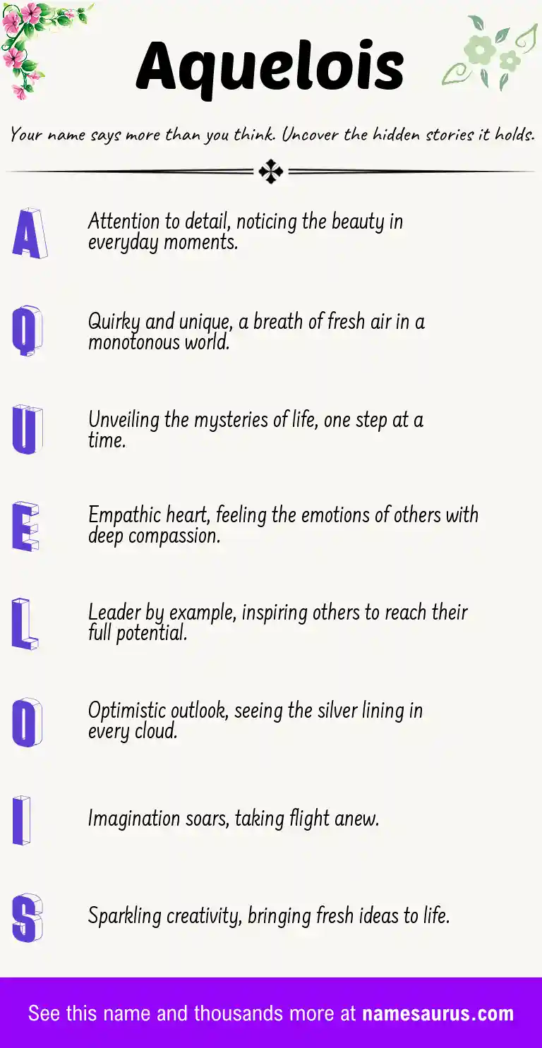 Acrostic poem about Aquelois.
