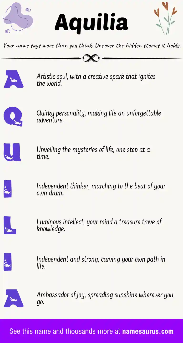 Acrostic poem about Aquilia.