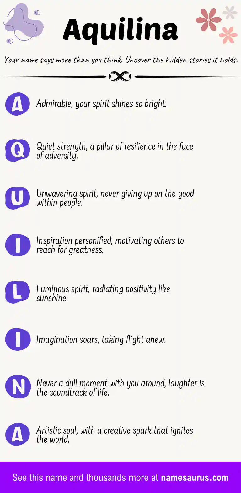 Acrostic poem about Aquilina.