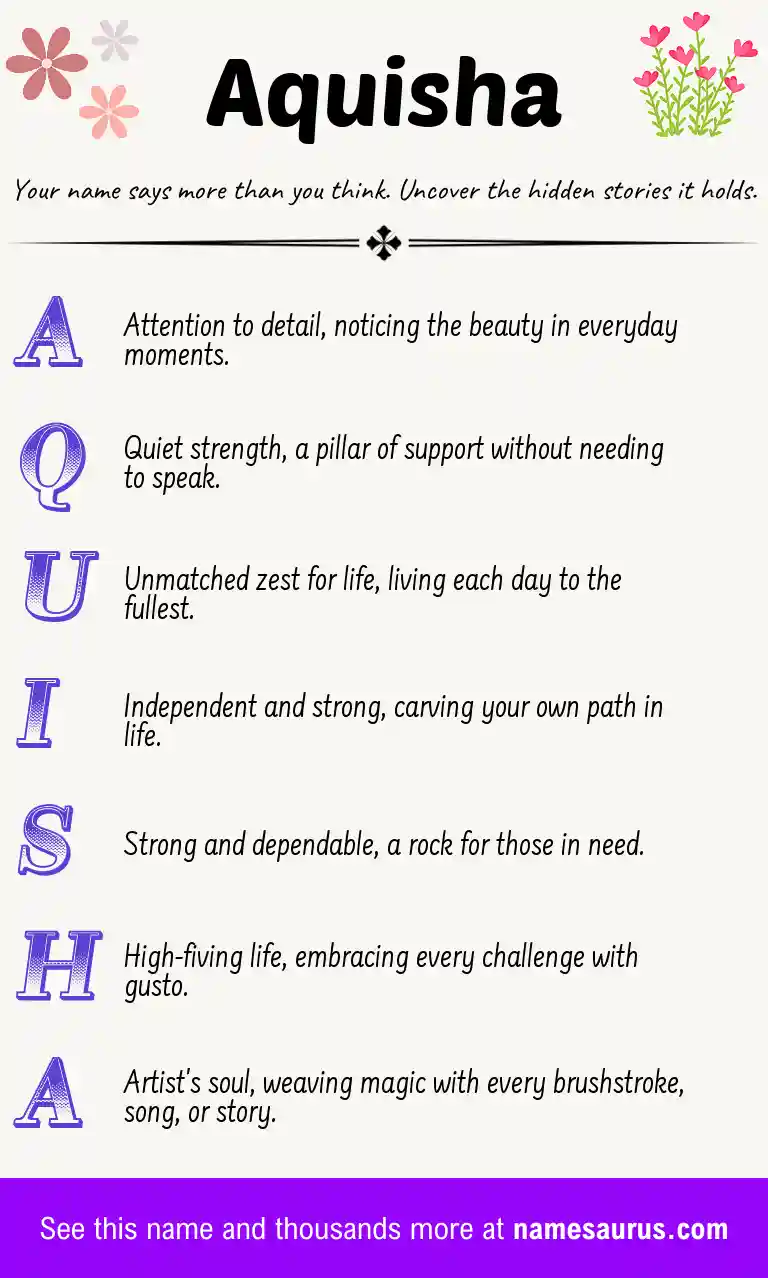 Acrostic poem about Aquisha.