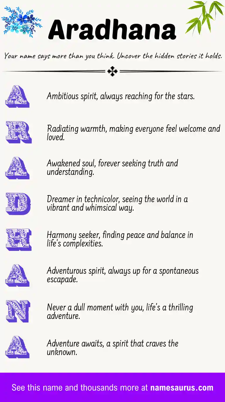 Acrostic poem about Aradhana.