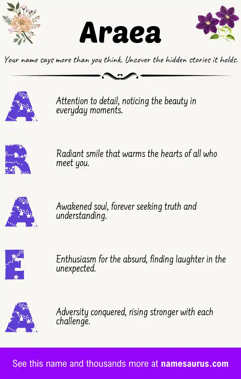 Acrostic poem about Araea.