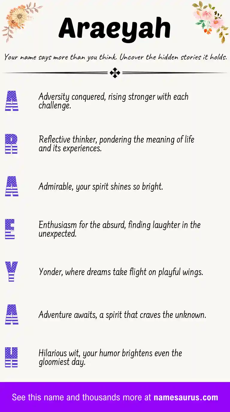 Acrostic poem about Araeyah.