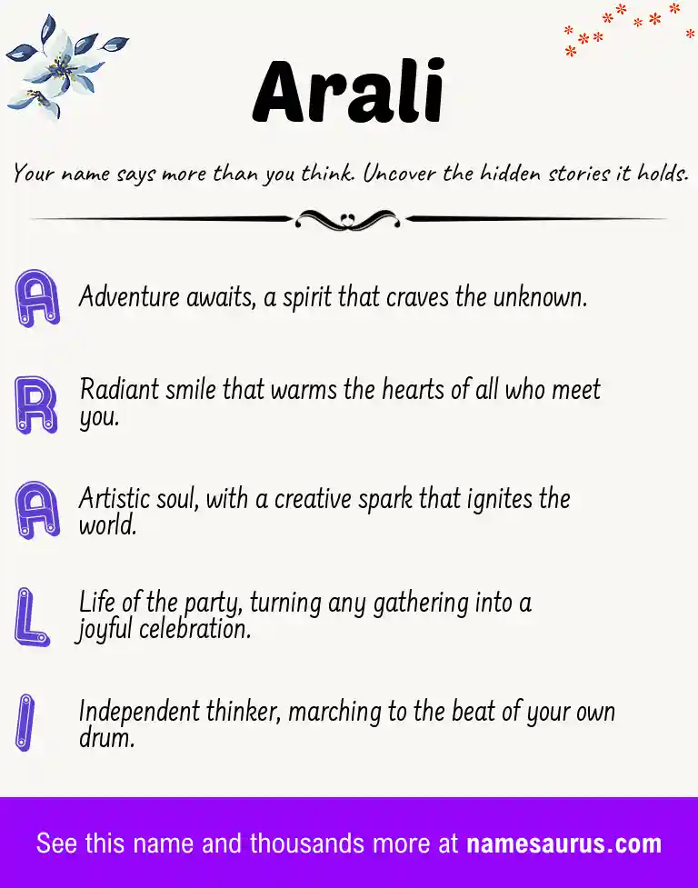 Acrostic poem about Arali.