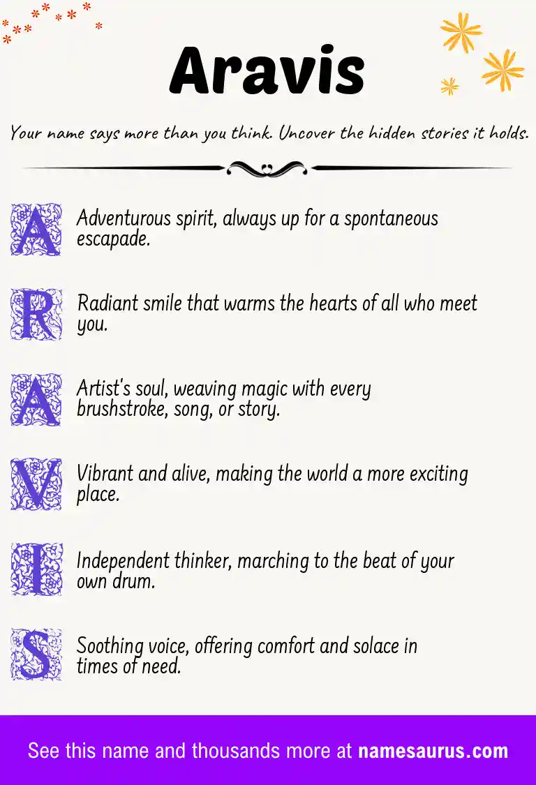 Acrostic poem about Aravis.