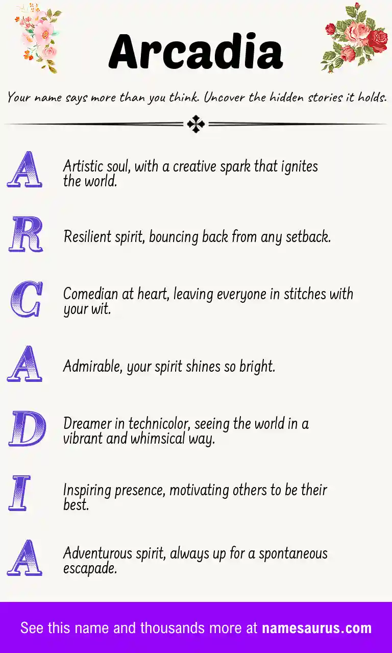 Acrostic poem about Arcadia.