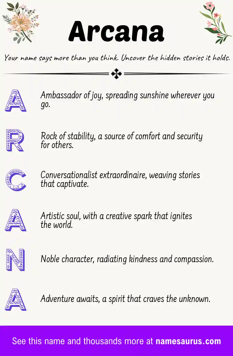 Acrostic poem about Arcana.