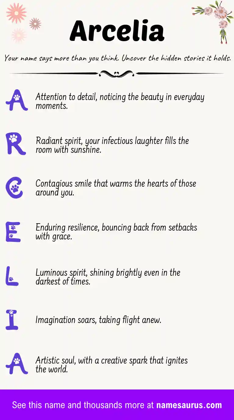 Acrostic poem about Arcelia.