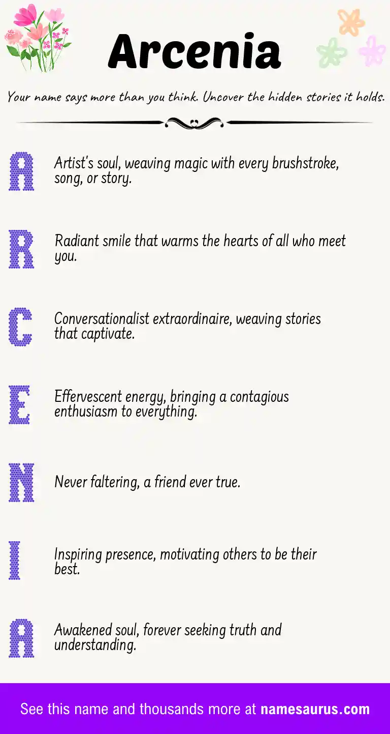 Acrostic poem about Arcenia.