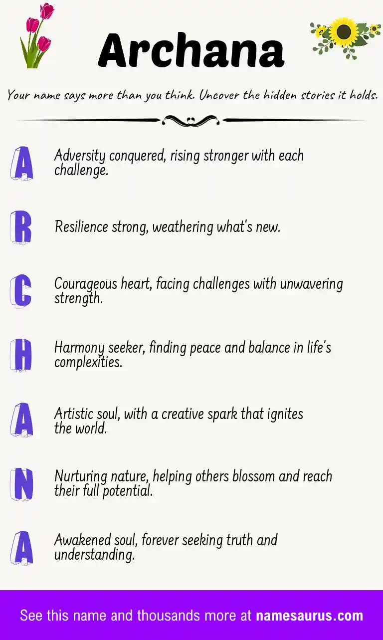 Acrostic poem about Archana.