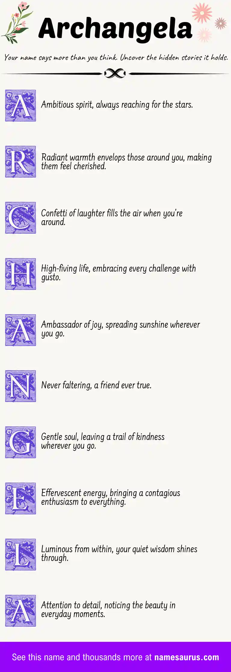 Acrostic poem about Archangela.