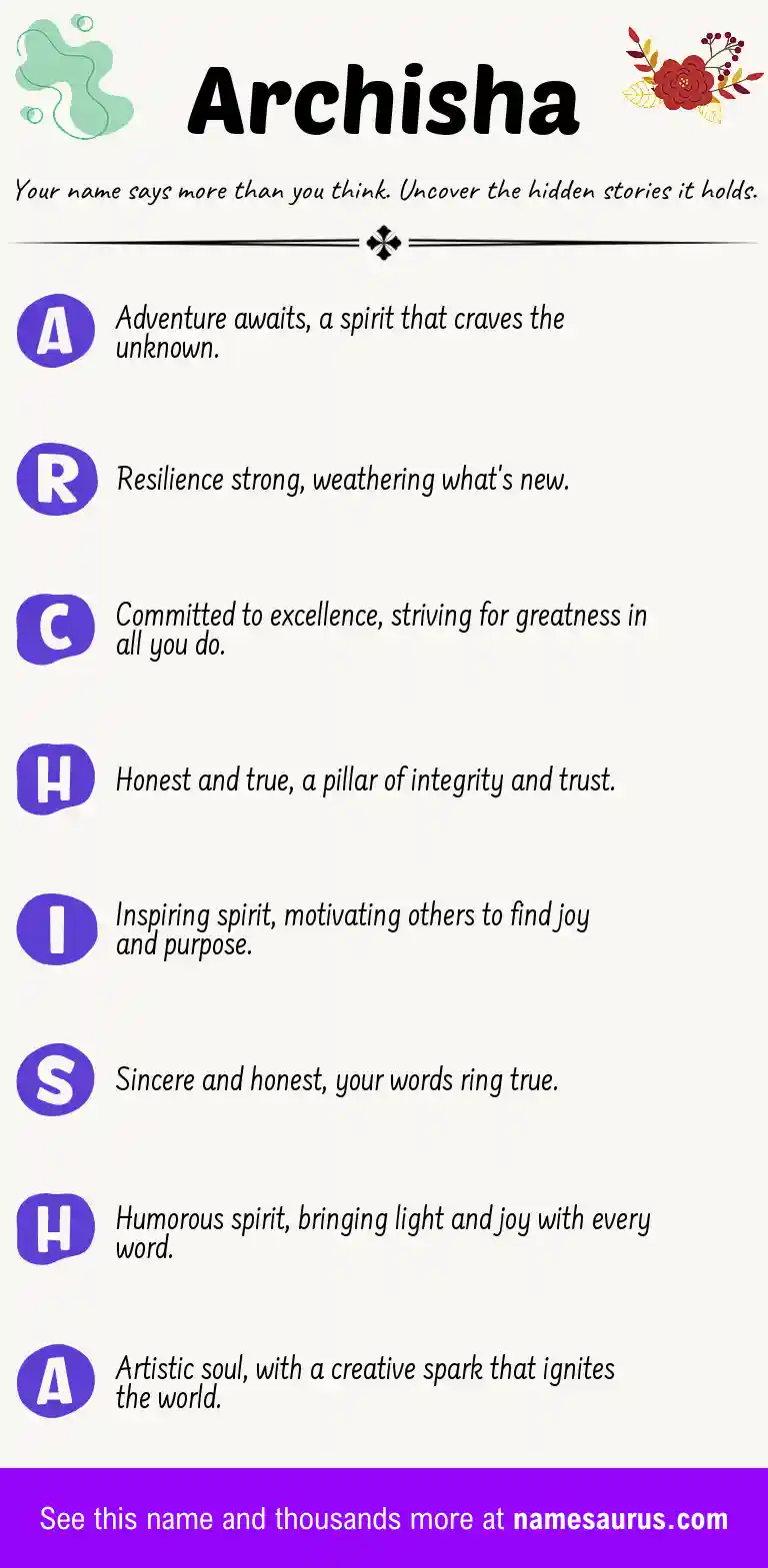 Acrostic poem about Archisha.