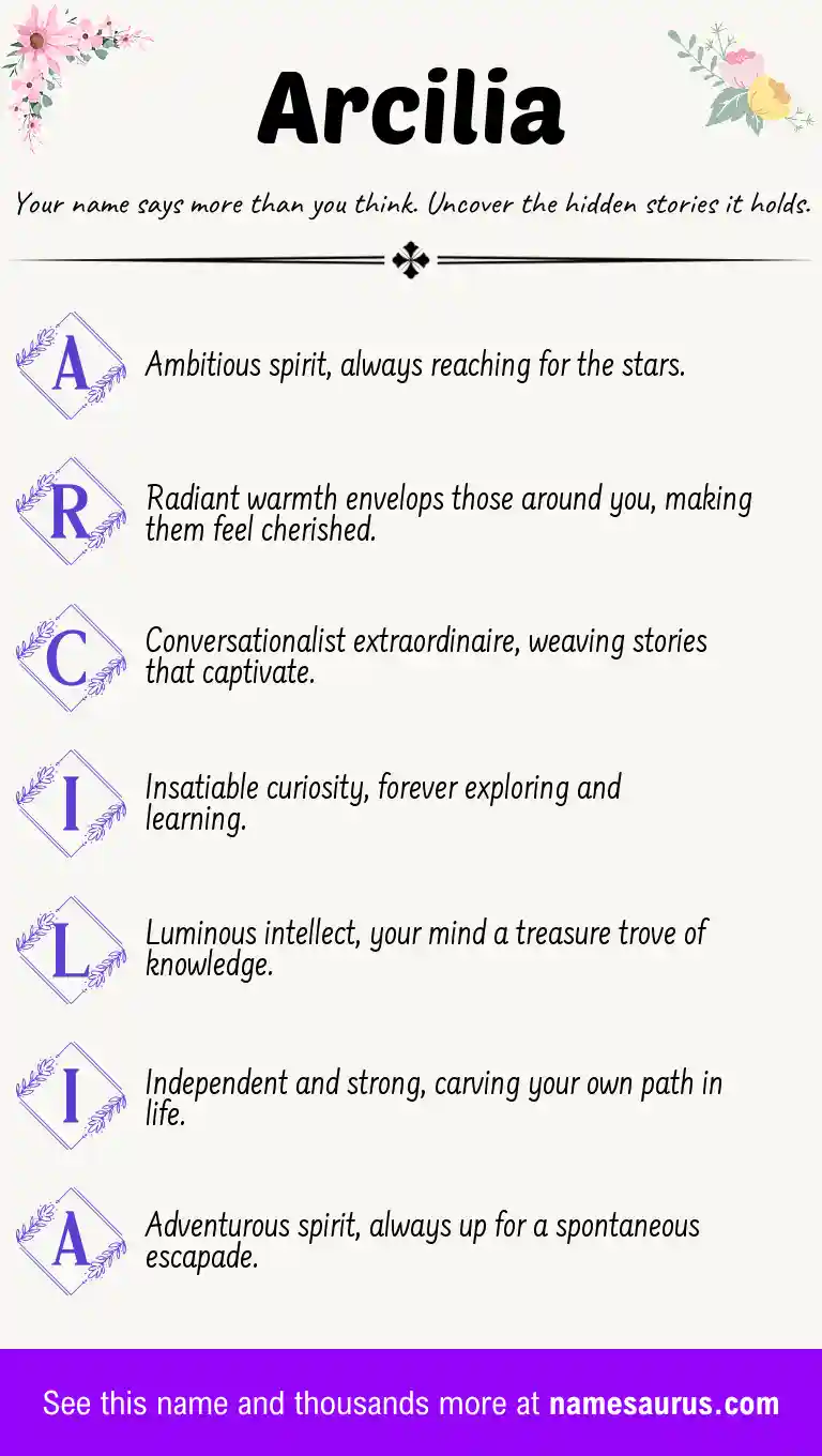 Acrostic poem about Arcilia.