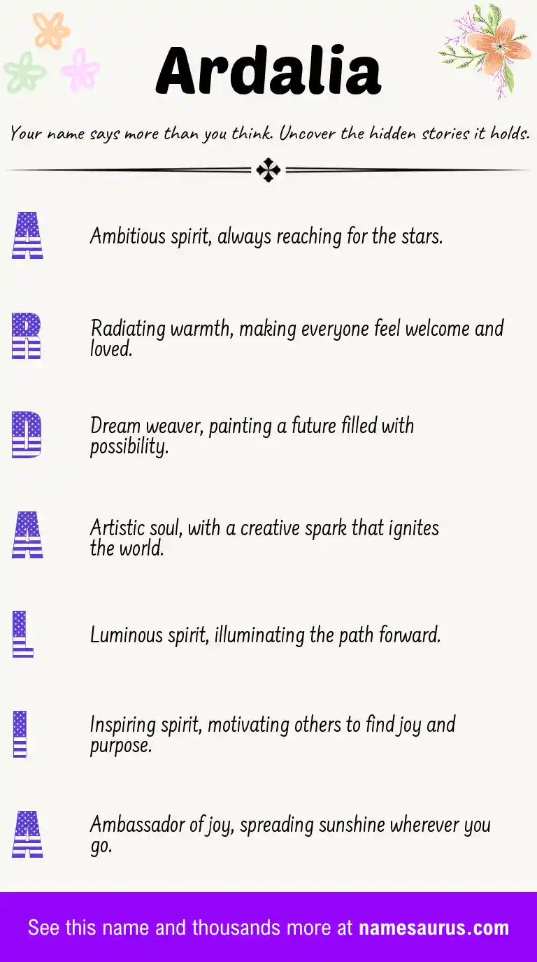 Acrostic poem about Ardalia.