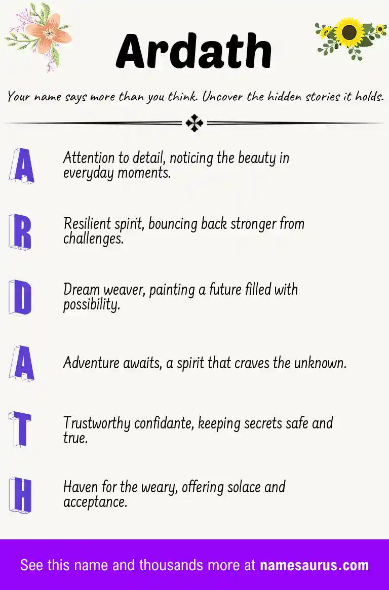 Acrostic poem about Ardath.