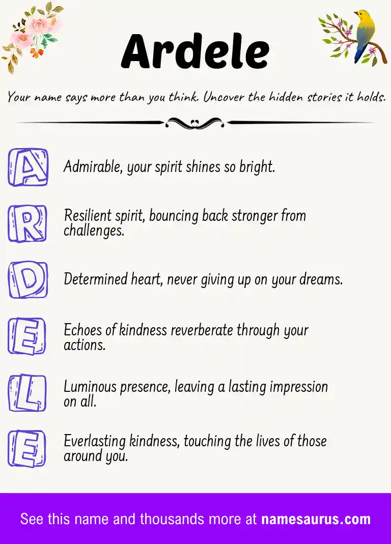 Acrostic poem about Ardele.