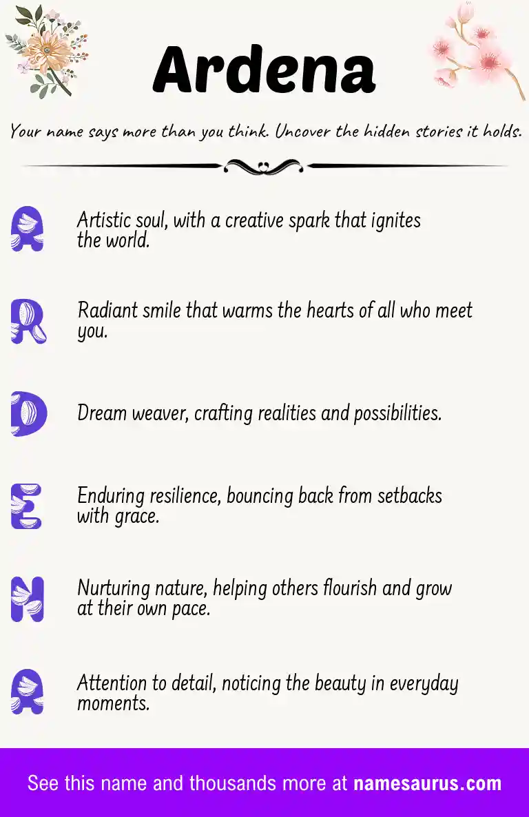 Acrostic poem about Ardena.