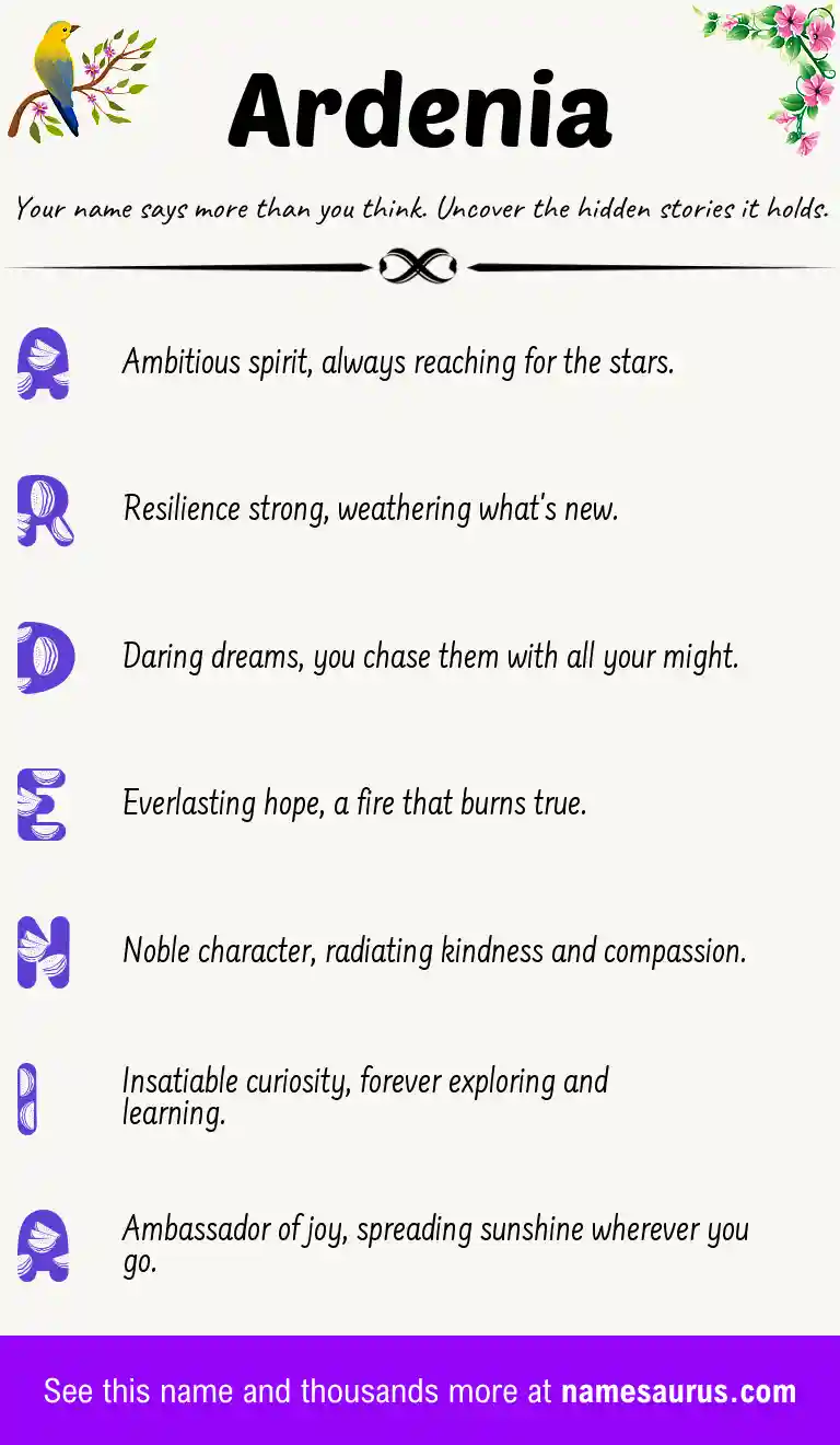 Acrostic poem about Ardenia.