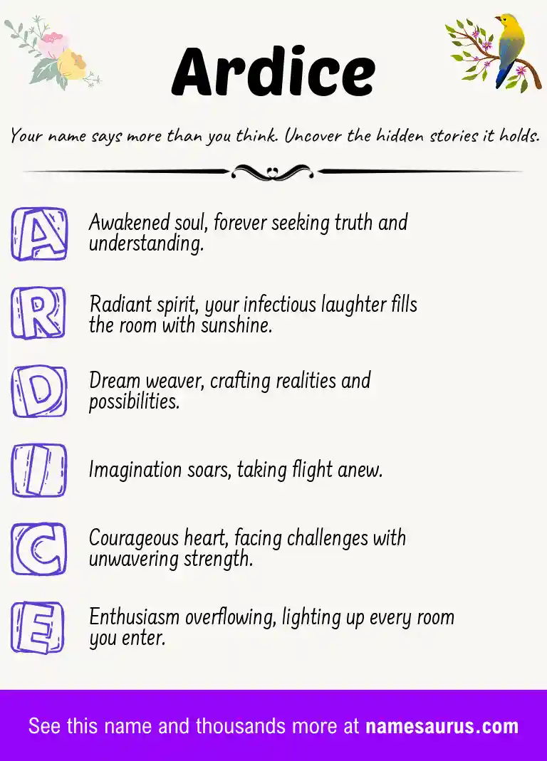 Acrostic poem about Ardice.
