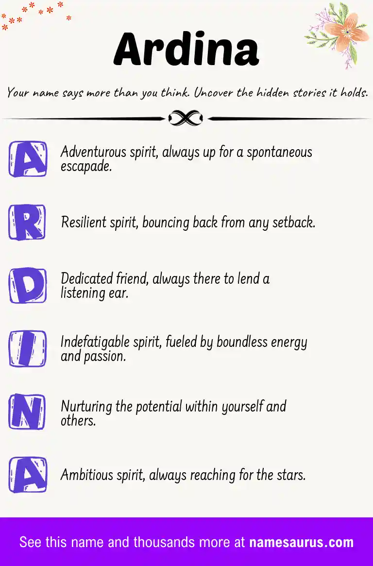 Acrostic poem about Ardina.