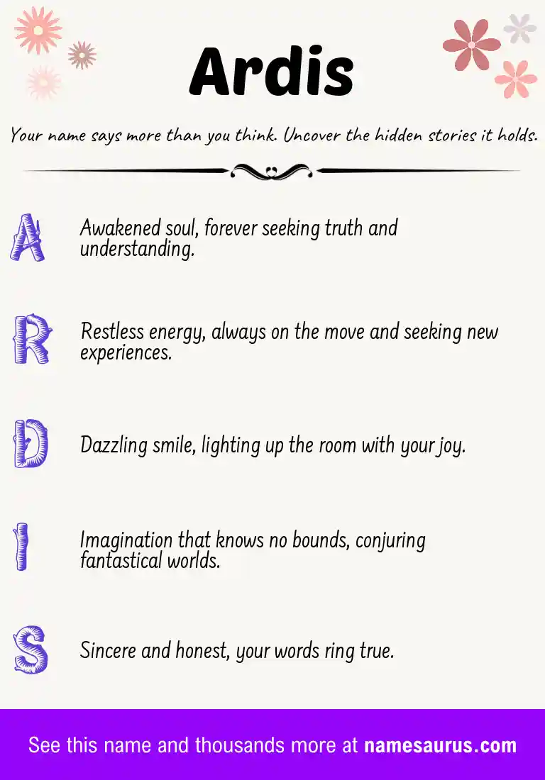 Acrostic poem about Ardis.