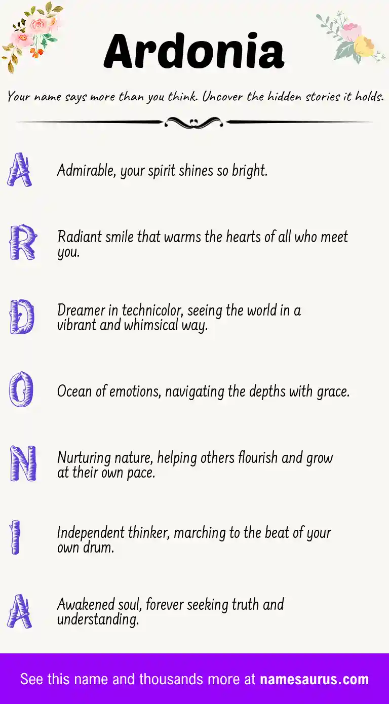Acrostic poem about Ardonia.